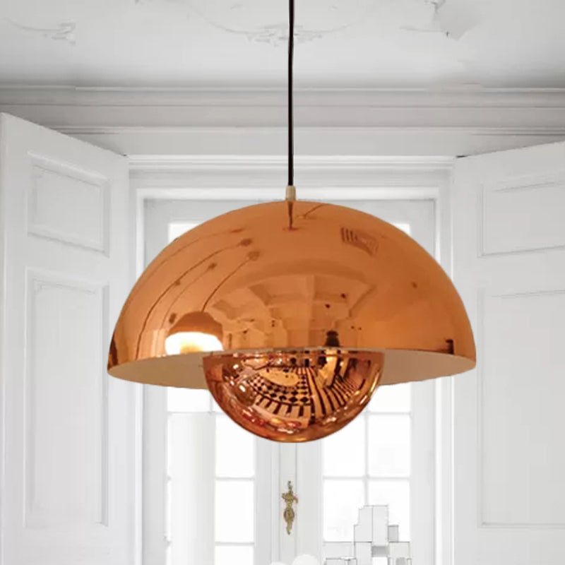 Silver/Red/Yellow Metal Pendant Lighting with Dome Shade Nordic Hanging Ceiling Light for Dining Room