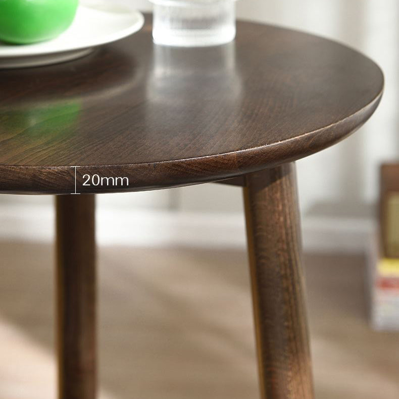 Solid Wood Round Top Side Table 23.6" Tall 3 Legs End Table with Shelf