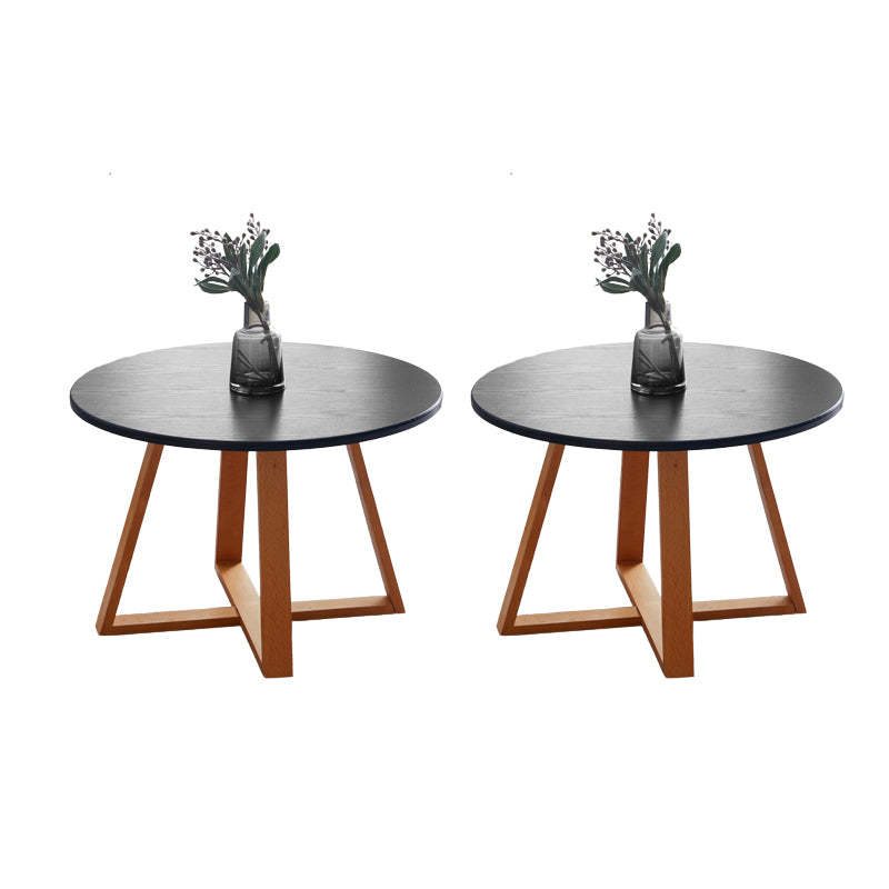 Scandinavian Style Side End Table Wooden Cross Legs Round Sofa Side Accent Table