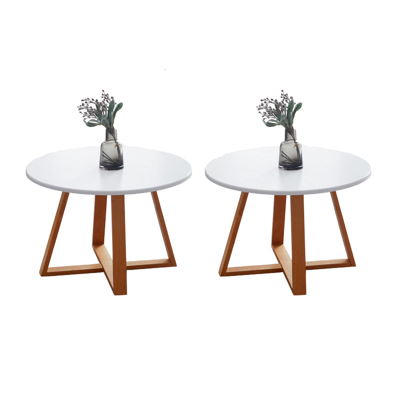 Scandinavian Style Side End Table Wooden Cross Legs Round Sofa Side Accent Table