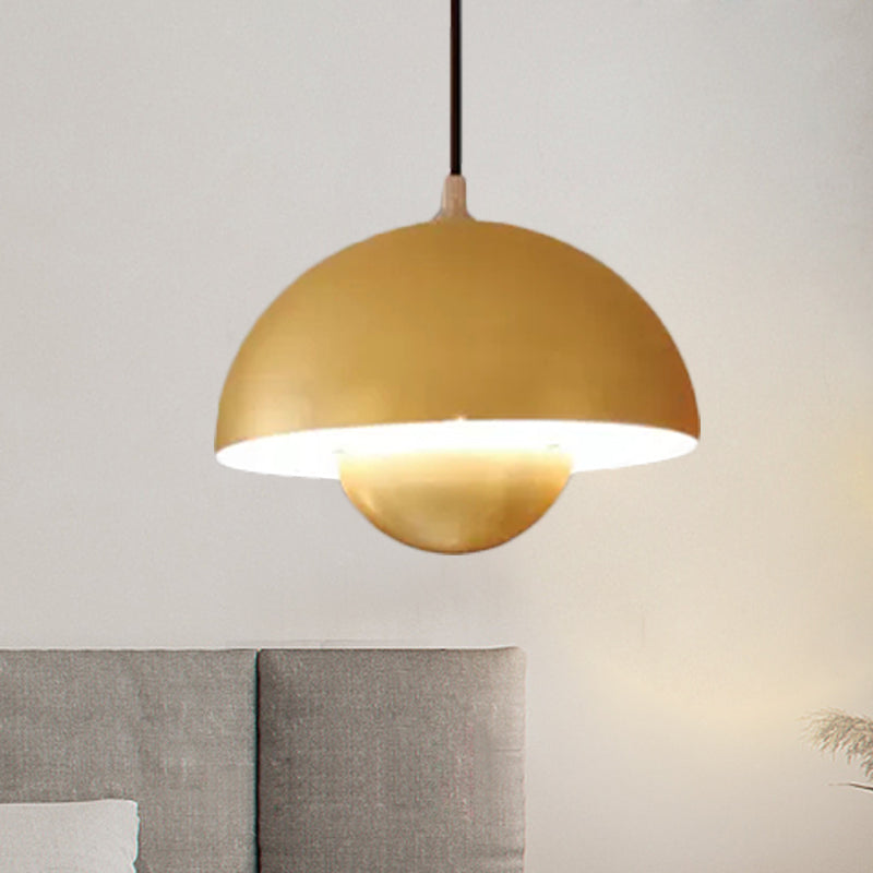 Silver/Red/Yellow Metal Pendant Lighting with Dome Shade Nordic Hanging Ceiling Light for Dining Room