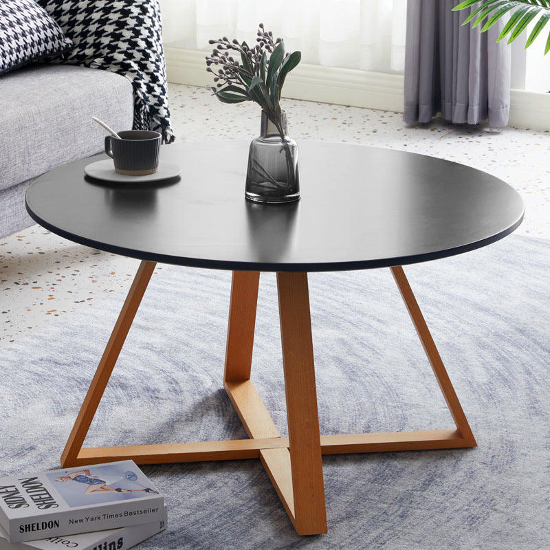 Scandinavian Style Side End Table Wooden Cross Legs Round Sofa Side Accent Table