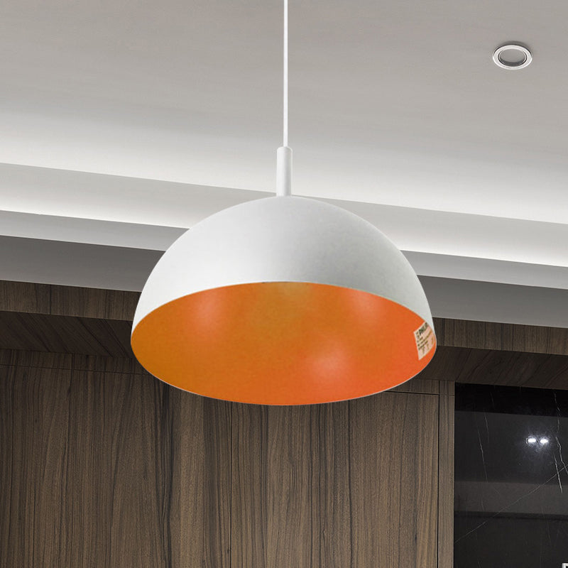Dome Ceiling Lamp Simple Style Metal 1 Light Orange/Blue/Chrome Pendant Light Fixture for Dining Room, 10"/16" Wide