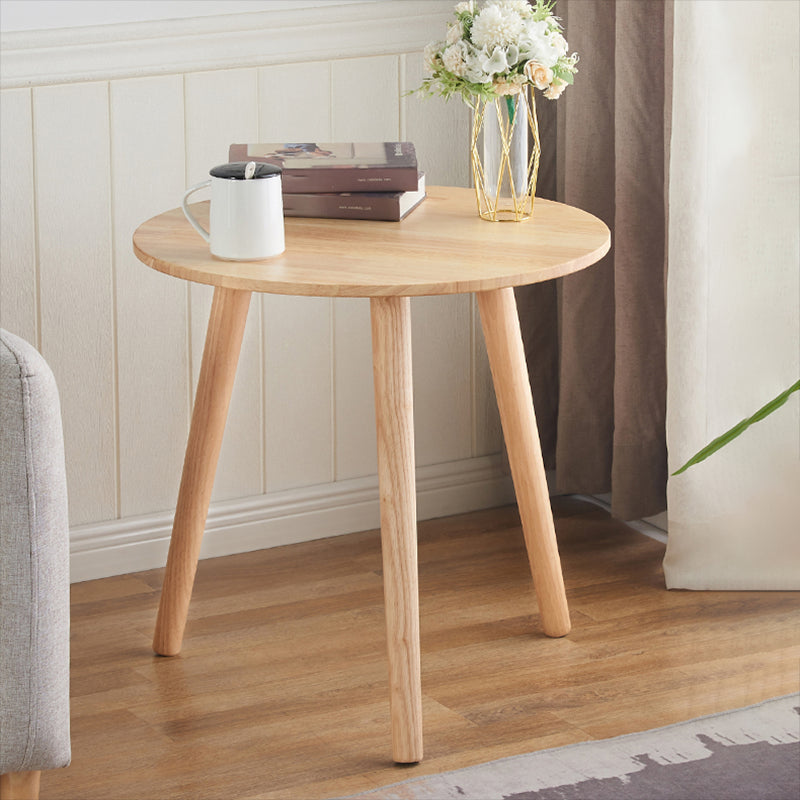Contemporary Style Side End Table Solid Wood Round Sofa Side Accent Table