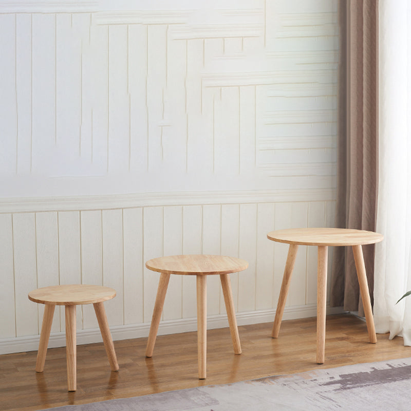 Contemporary Style Side End Table Solid Wood Round Sofa Side Accent Table