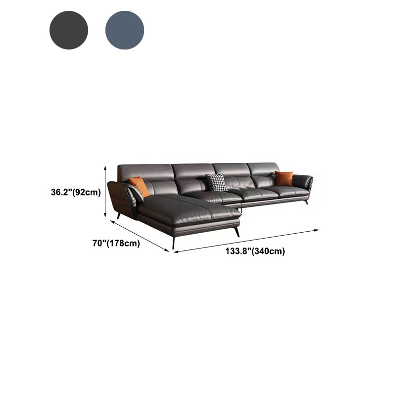 Contemporary Genuine Leather Living Room Pillow Top Arm Seating