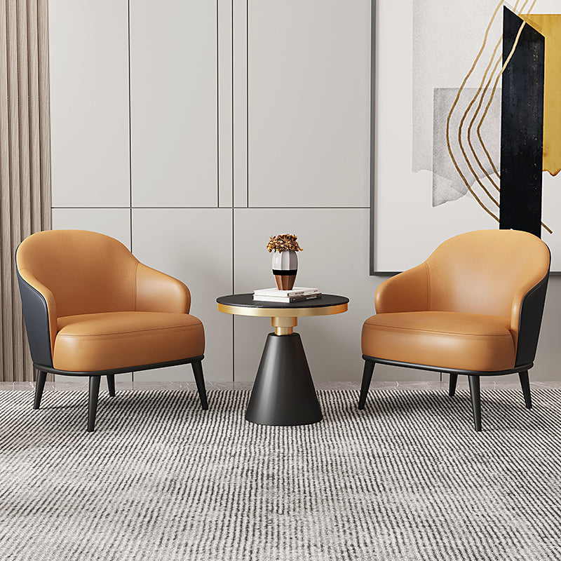 Contemporary Bonded Leather Arms Included Basic Four Leg Armchair