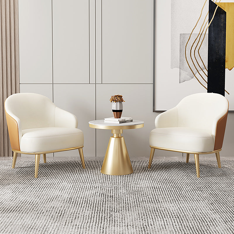 Contemporary Bonded Leather Arms Included Basic Four Leg Armchair