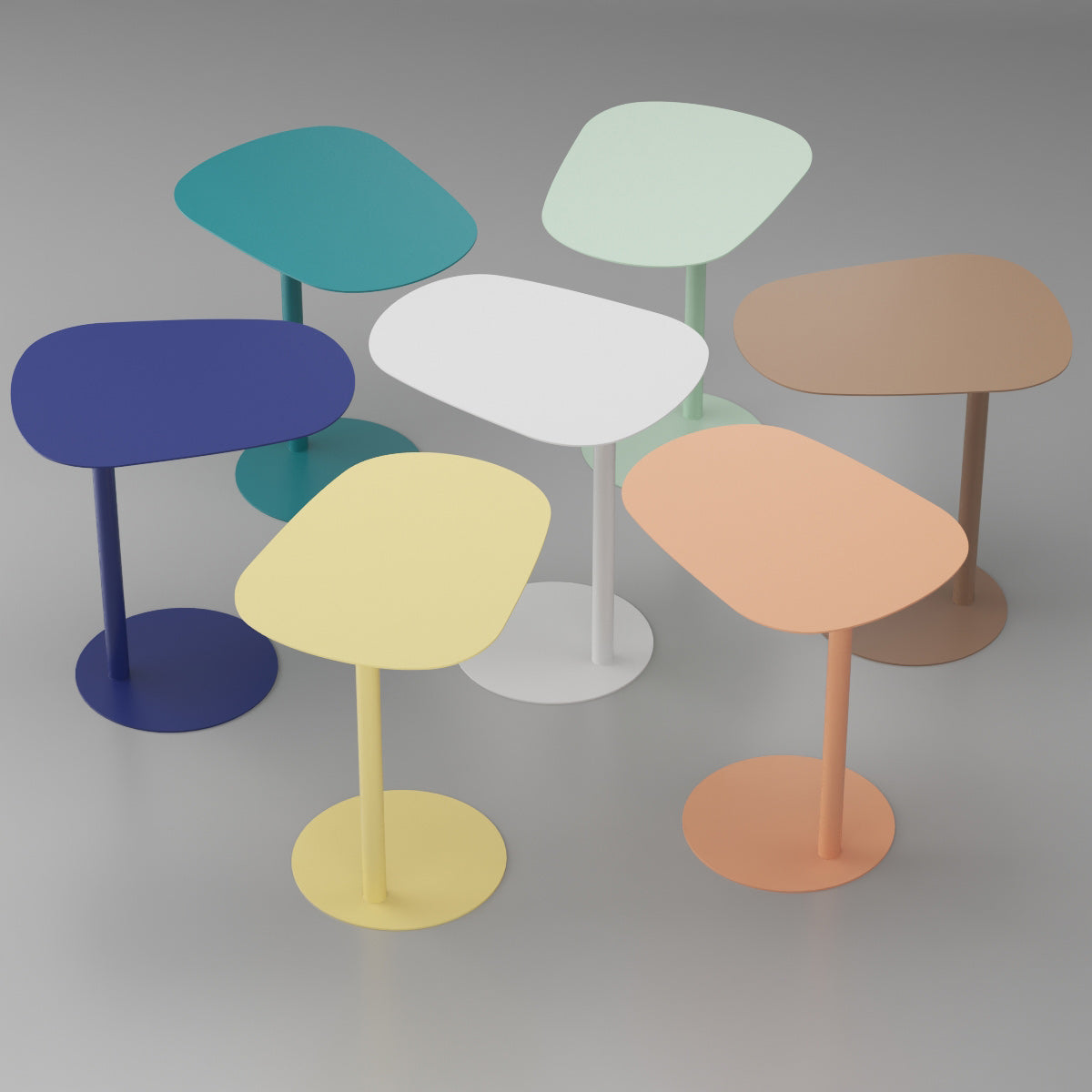 Pedestal Metal End Table Mid-Century Minimalist Side End Table