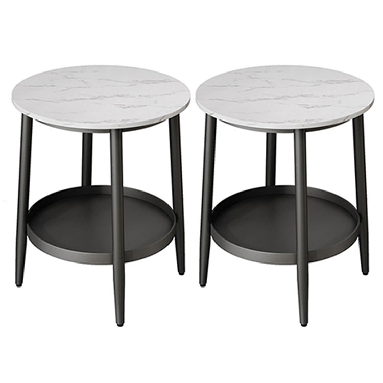 4 Legs Round Side Table Modern  Slate Sofa Corner Table with Storage
