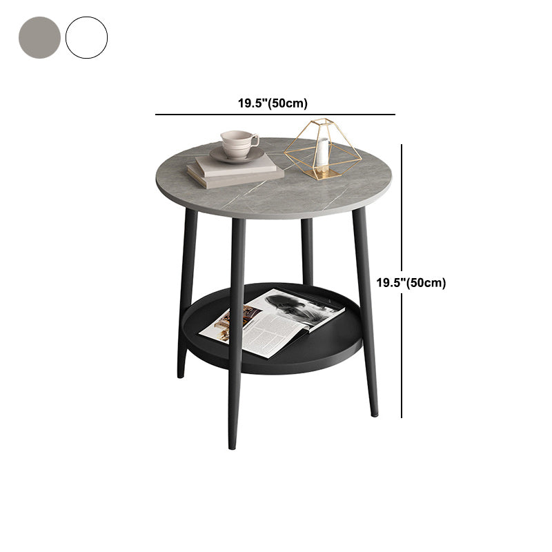4 Legs Round Side Table Modern  Slate Sofa Corner Table with Storage