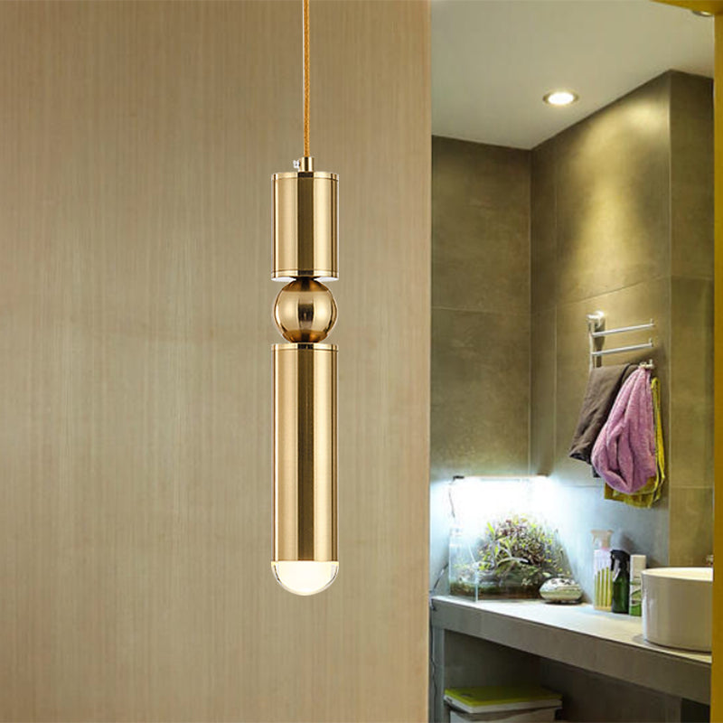 Moderne Röhrchen hängende hängende Metallmetallschwarz/Weiß/Messing -LED -Federung Anhänger für Esszimmer in warmem Licht