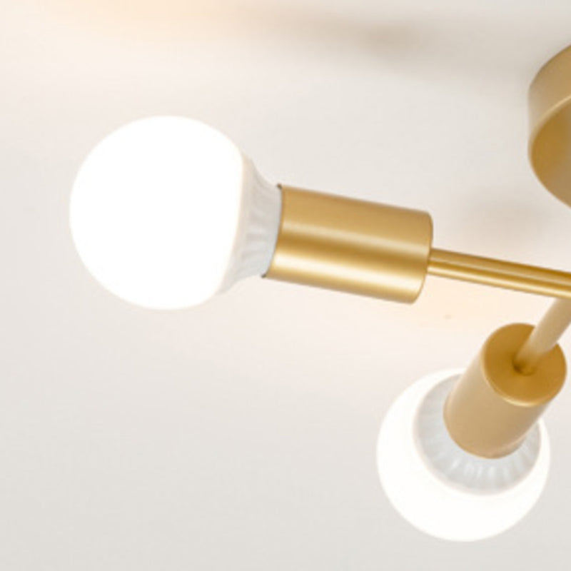 Modernism 5-Light Golden Flush Mount Lighting Metallic Ceiling Light for Bedroom