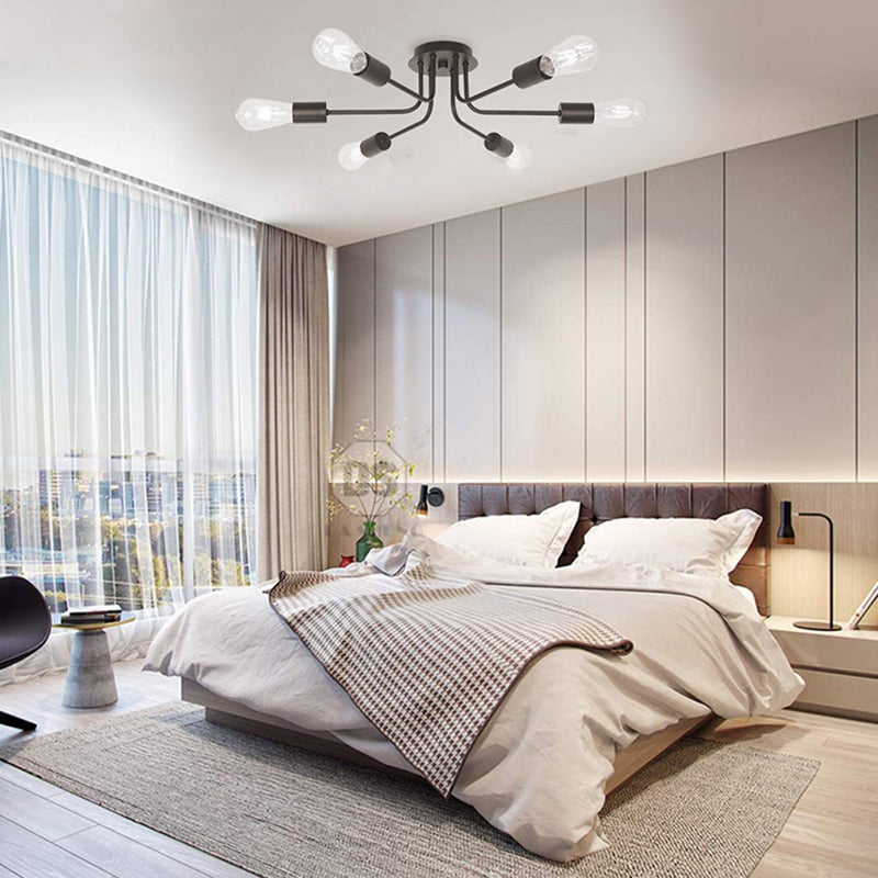 Metal Sputnik Shape Flush Mount Light Modern Multi Lights Flush Mounted Light Fixture