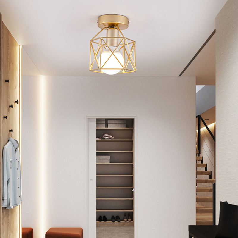 Contemporary Single Golden Flush Mount Lighting Metal Ceiling Light for Bedroom