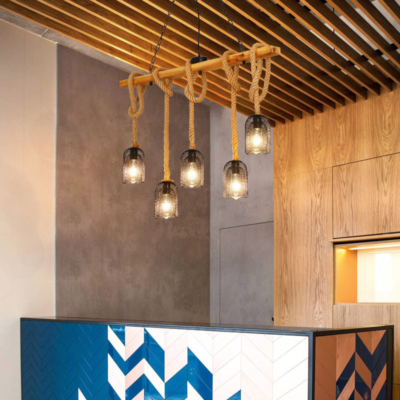 Industrial Island Light Fixtures Rope Multiple-Light Island Pendant Lights