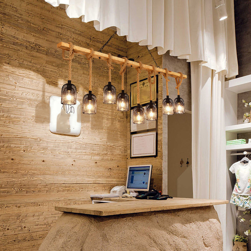 Industrial Island Light Fixtures Rope Multiple-Light Island Pendant Lights