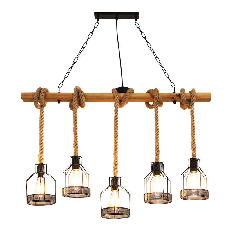 Industrial Island Light Fixtures Rope Multiple-Light Island Pendant Lights
