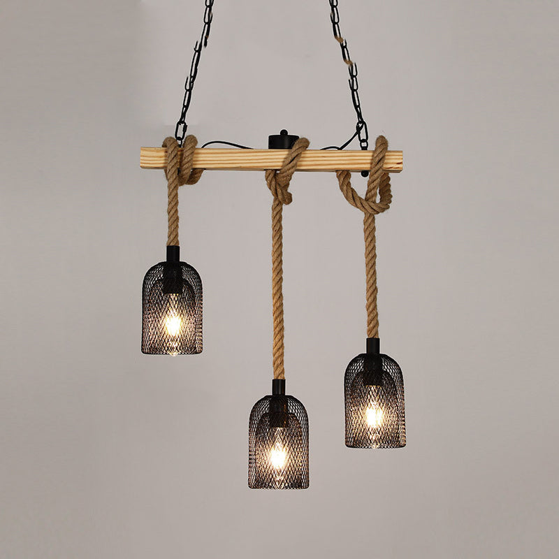 Industrial Island Light Fixtures Rope Multiple-Light Island Pendant Lights