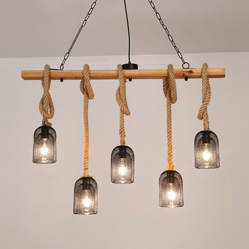 Industrial Island Light Fixtures Rope Multiple-Light Island Pendant Lights