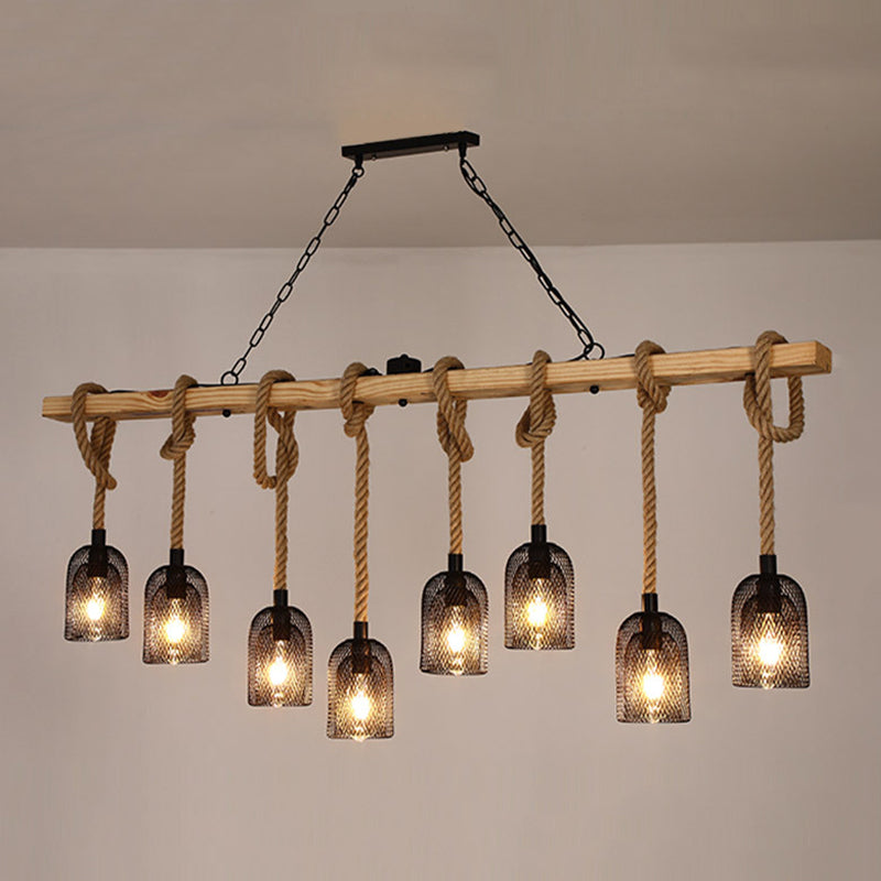Industrial Island Light Fixtures Rope Multiple-Light Island Pendant Lights