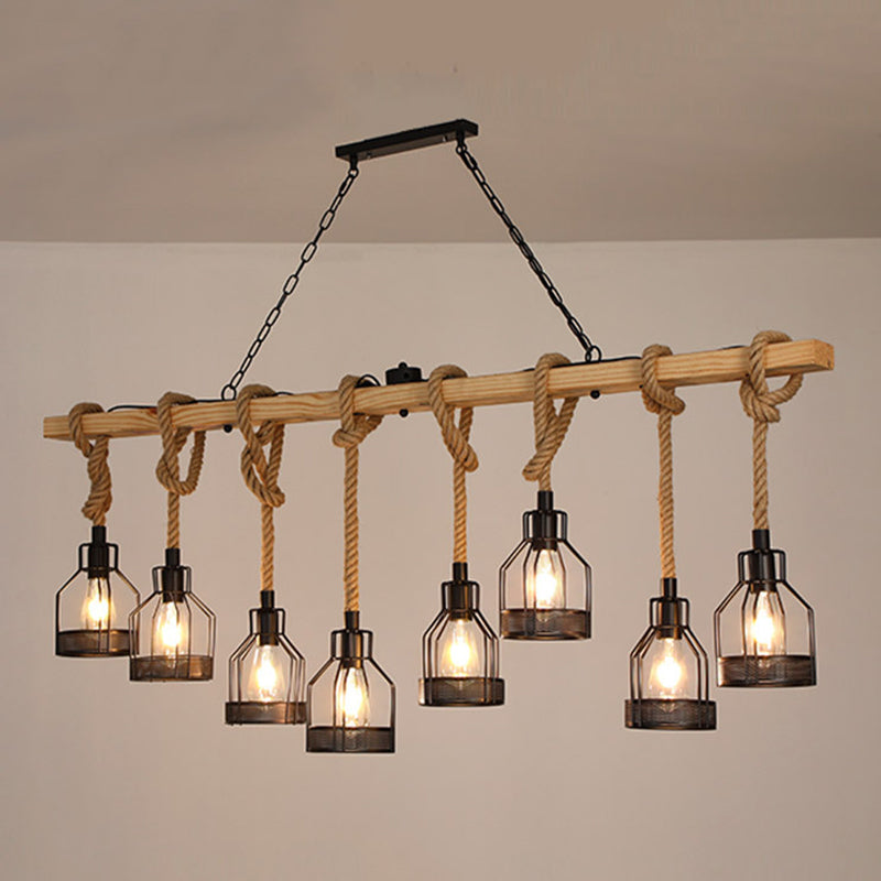 Industrial Island Light Fixtures Rope Multiple-Light Island Pendant Lights