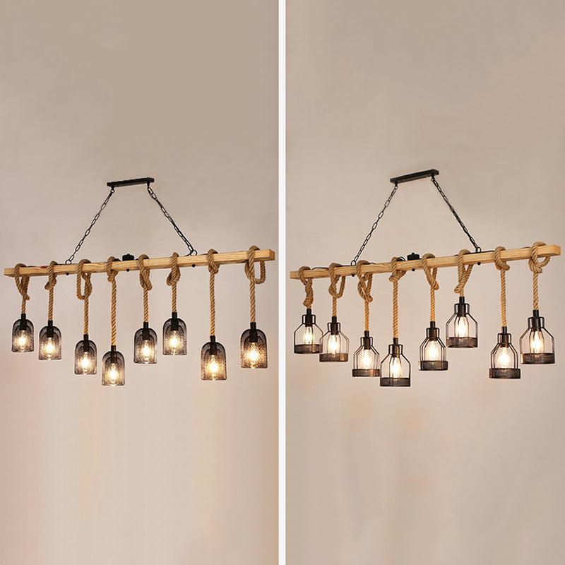 Industrial Island Light Fixtures Rope Multiple-Light Island Pendant Lights