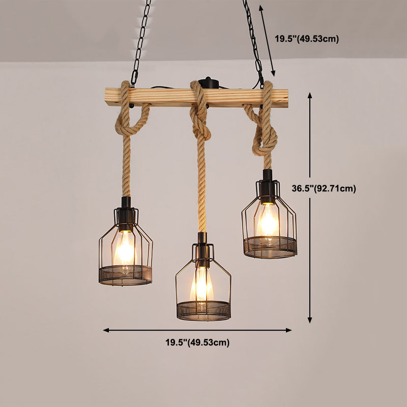Industrial Island Light Fixtures Rope Multiple-Light Island Pendant Lights