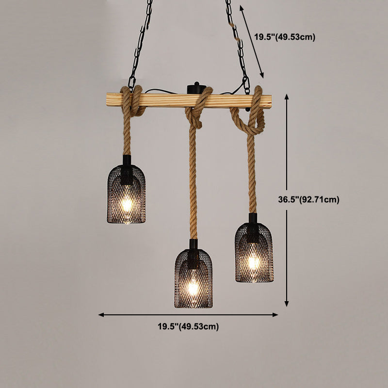 Industrial Island Light Fixtures Rope Multiple-Light Island Pendant Lights
