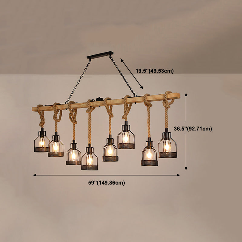 Industrial Island Light Fixtures Rope Multiple-Light Island Pendant Lights