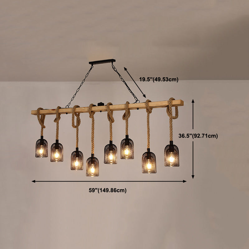 Industrial Island Light Fixtures Rope Multiple-Light Island Pendant Lights