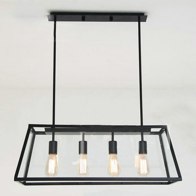 Industrial Trapezoid Island Pendant Lights Metal Multiple-Light Island Lighting