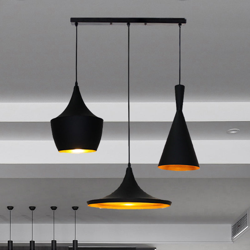 Metallkegel/Untertasse/Urne Anhänger Leicht Industrielles Schwarz/Weiß/Gold Hanging Light mit linearem/runden Baldachin