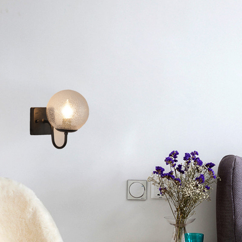 Industrial Glass Wall Light Globe 9.5" High Wall Sconce in Black for Bedroom