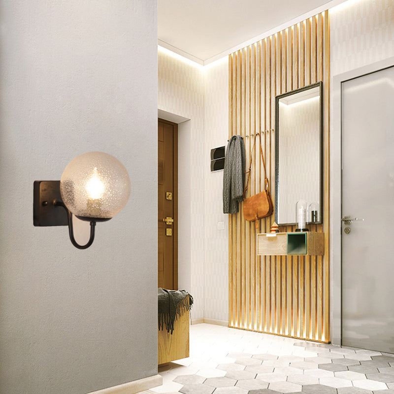 Industrial Glass Wall Light Globe 9.5" High Wall Sconce in Black for Bedroom