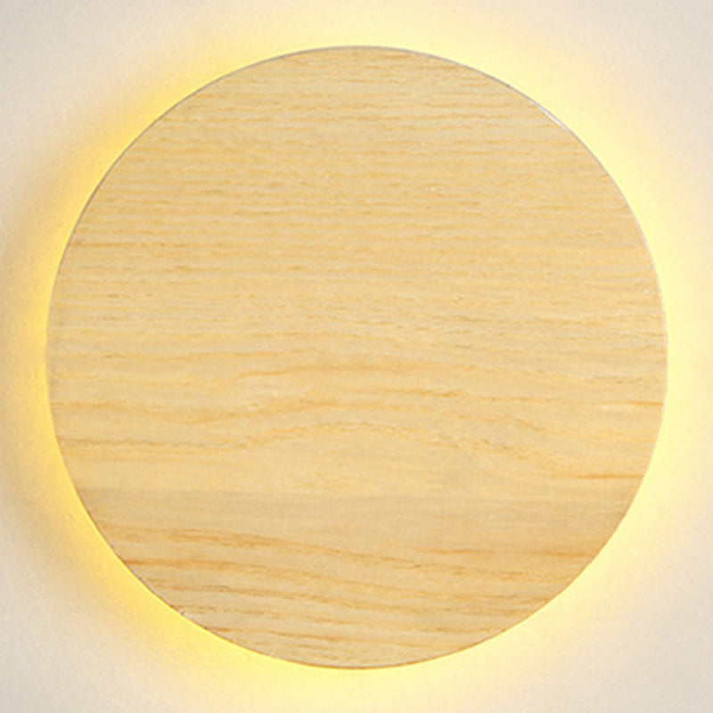 Nordic Style Wood Wall Light Round Shape 1 Light LED Wall Sconce for Bedroom