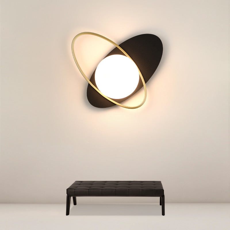 Modern Metal Wall Light Globe 1 Light Wall Sconce with Glass for Bedroom
