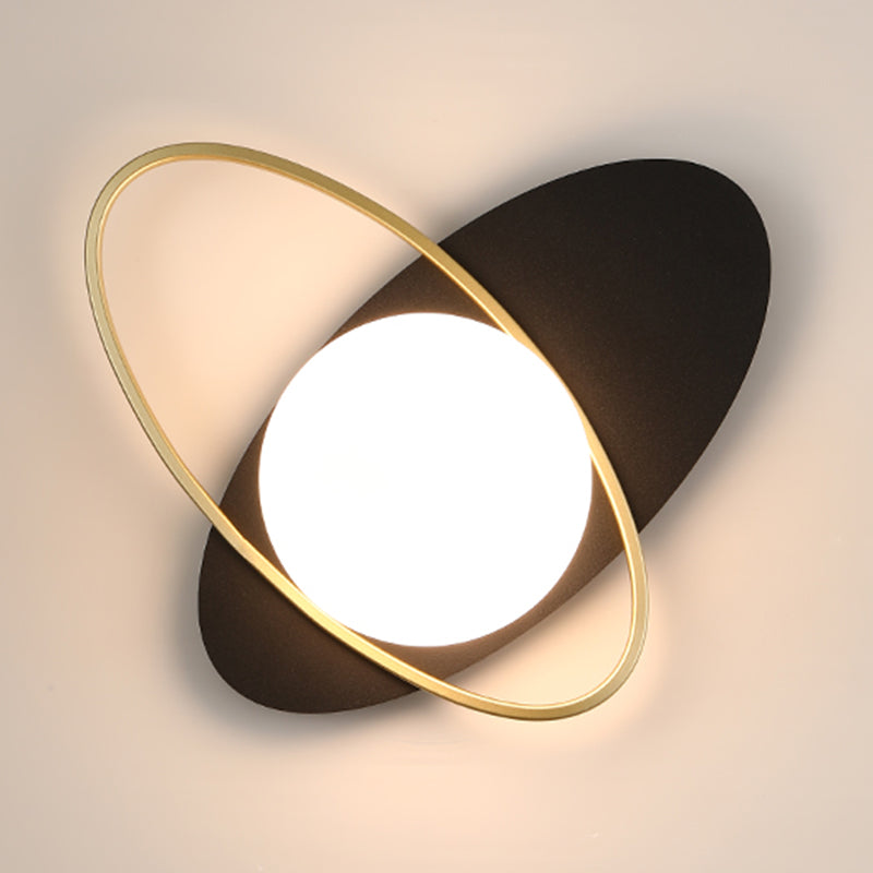 Modern Metal Wall Light Globe 1 Light Wall Sconce with Glass for Bedroom