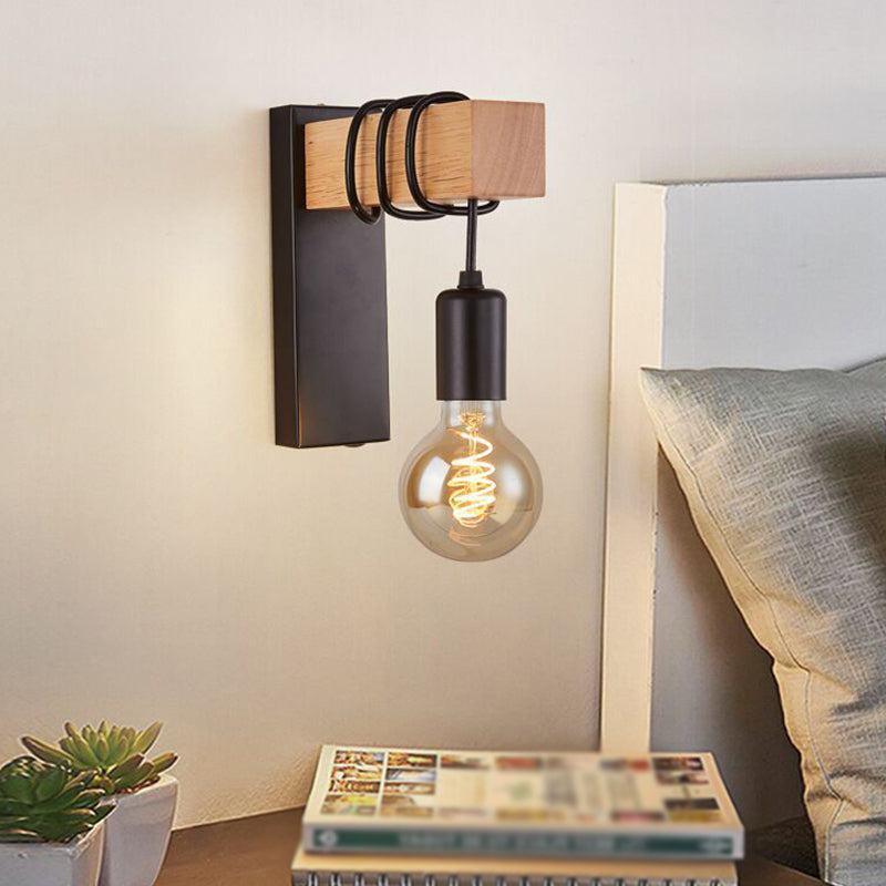 Modern Style Wood Wall Light Bulb Shape 9" High Wall Sconce for Bedroom