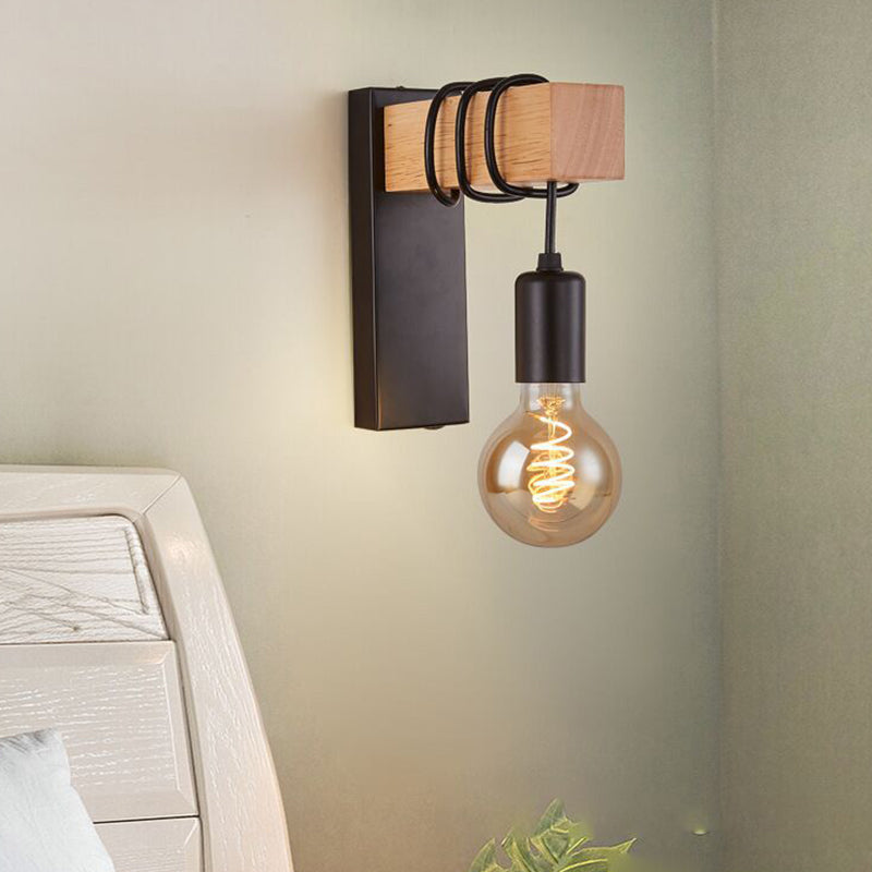 Modern Style Wood Wall Light Bulb Shape 9" High Wall Sconce for Bedroom