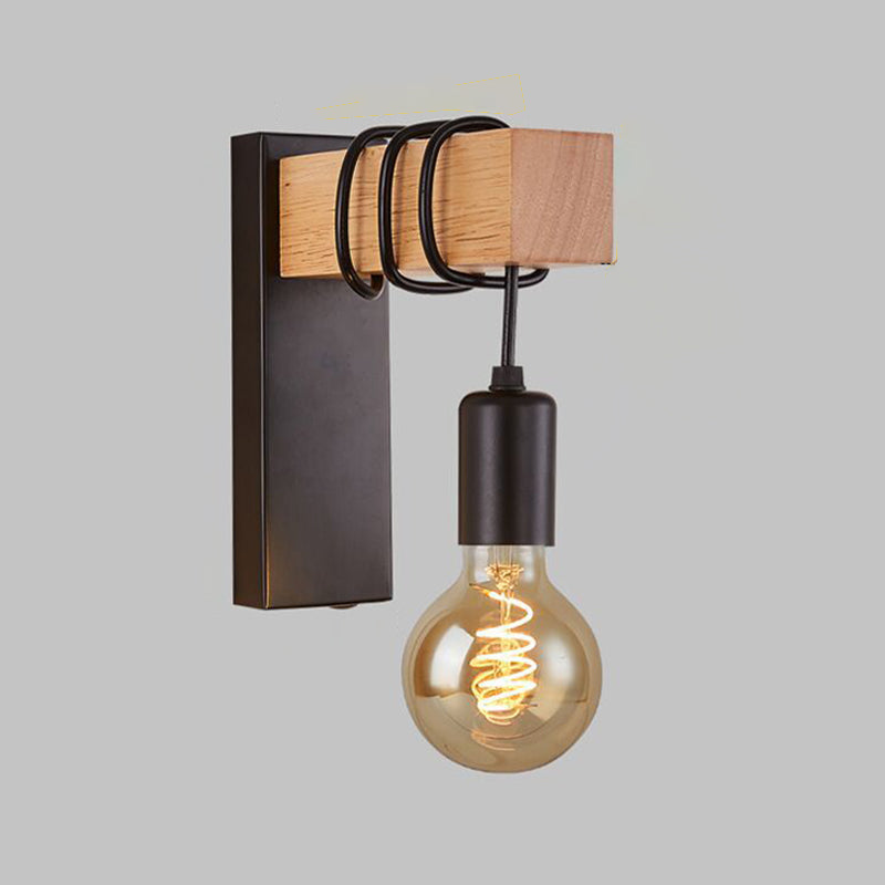 Modern Style Wood Wall Light Bulb Shape 9" High Wall Sconce for Bedroom