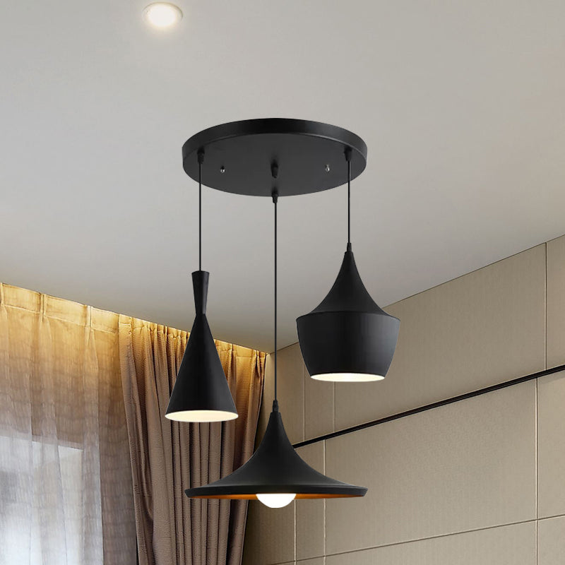 Metallkegel/Untertasse/Urne Anhänger Leicht Industrielles Schwarz/Weiß/Gold Hanging Light mit linearem/runden Baldachin