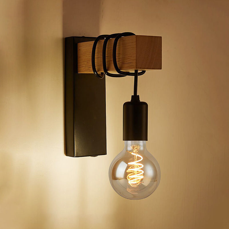 Modern Style Wood Wall Light Bulb Shape 9" High Wall Sconce for Bedroom