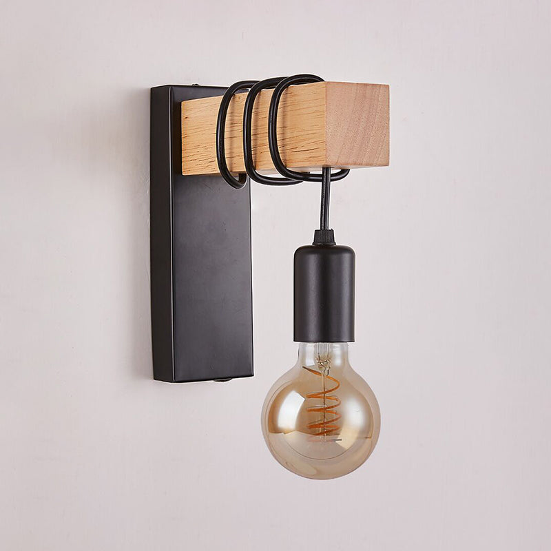 Modern Style Wood Wall Light Bulb Shape 9" High Wall Sconce for Bedroom