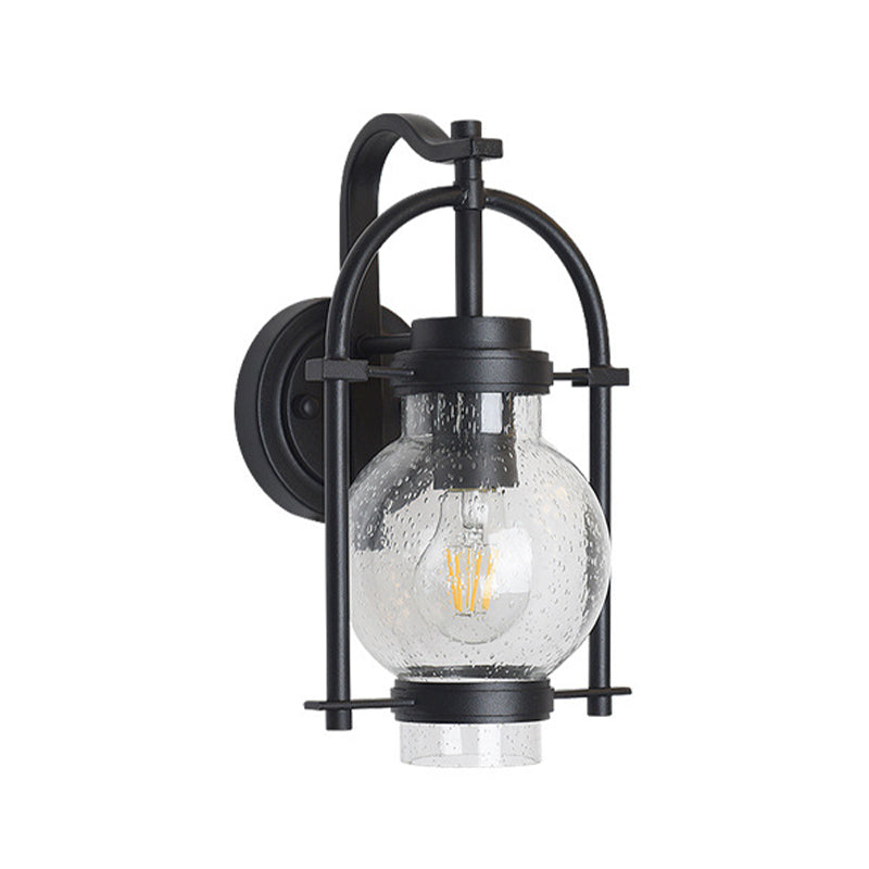 Industrial Glass Wall Light 13" High Wall Sconce in Black for Outdoors
