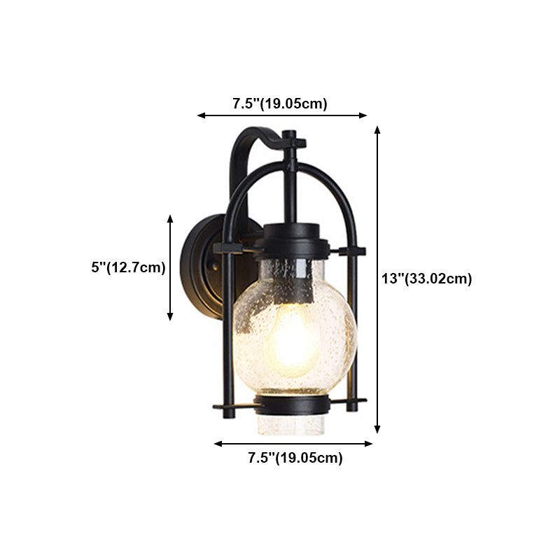 Industrial Glass Wall Light 13" High Wall Sconce in Black for Outdoors