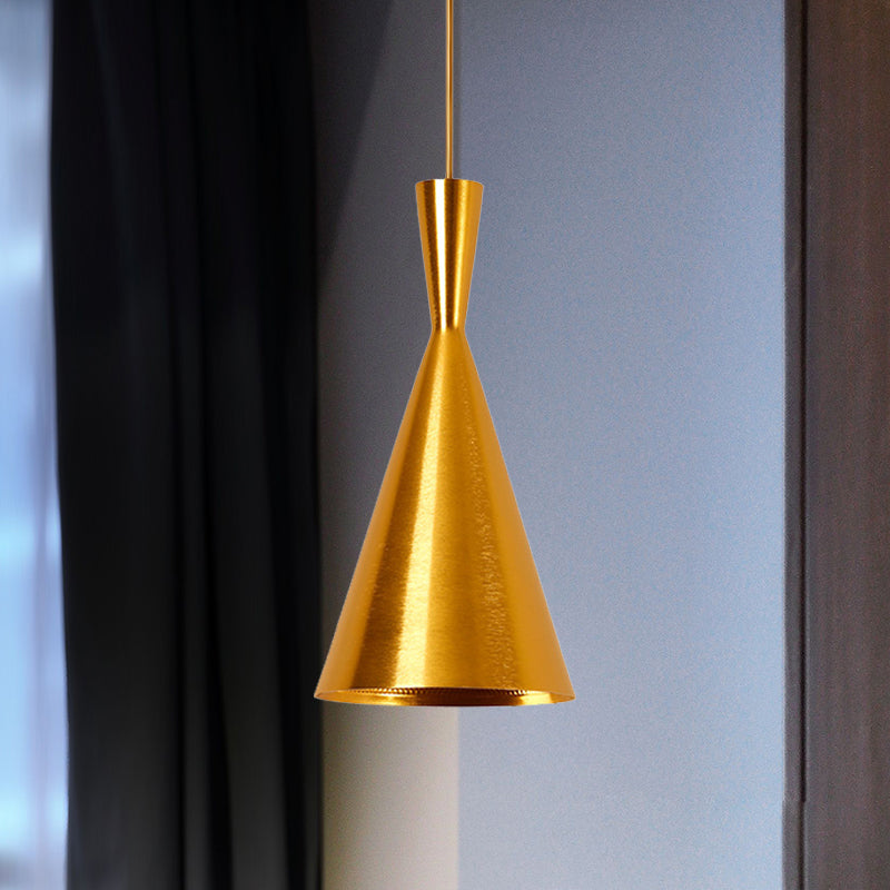 Metallkegel/Untertasse/Urne Anhänger Leicht Industrielles Schwarz/Weiß/Gold Hanging Light mit linearem/runden Baldachin