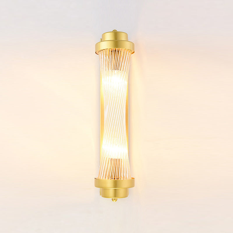 Postmodern Glass Wall Light Cylinder Gold 20" High Wall Sconce for Living Room