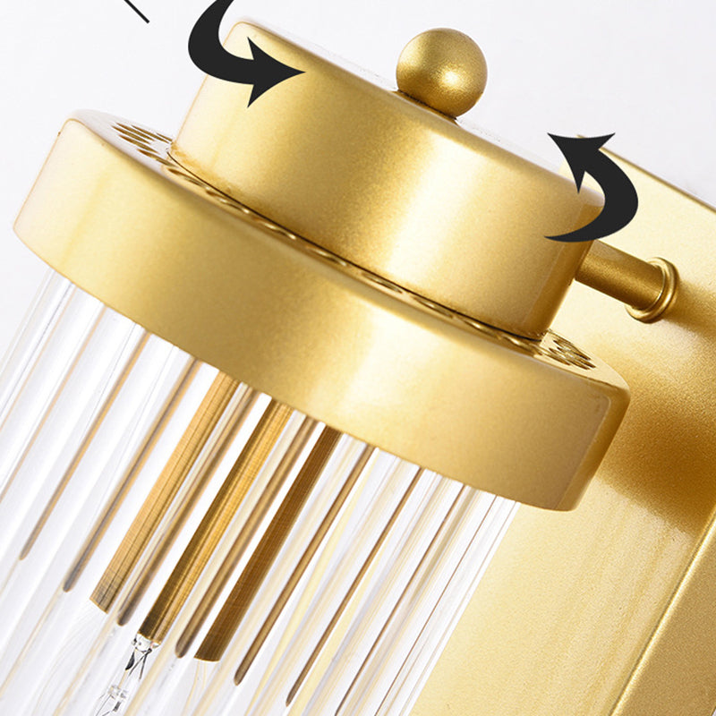 Postmodern Glass Wall Light Cylinder Gold 20" High Wall Sconce for Living Room