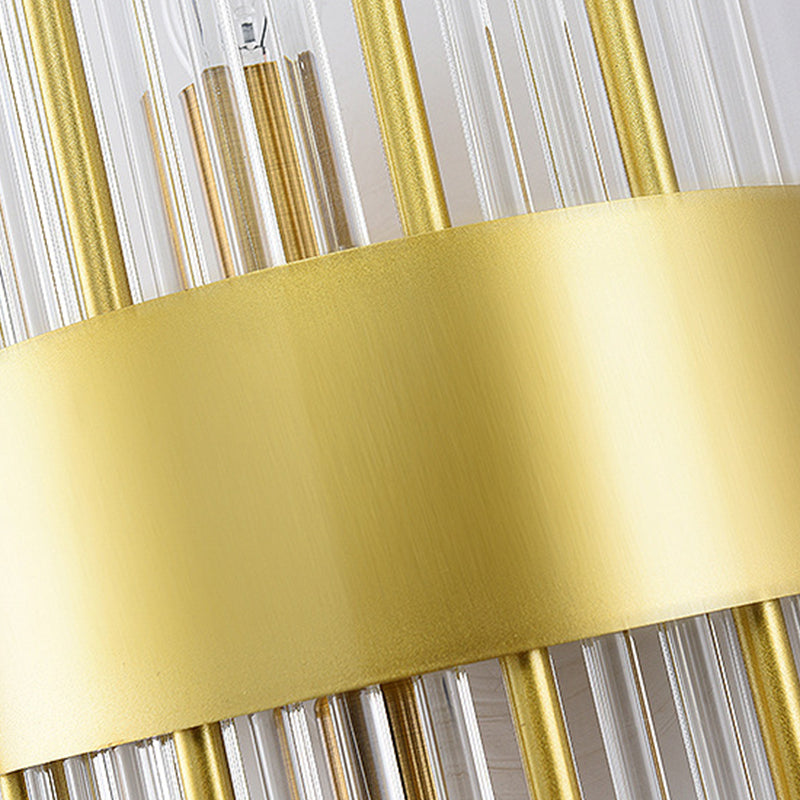 Postmodern Glass Wall Light Cylinder Gold 20" High Wall Sconce for Living Room
